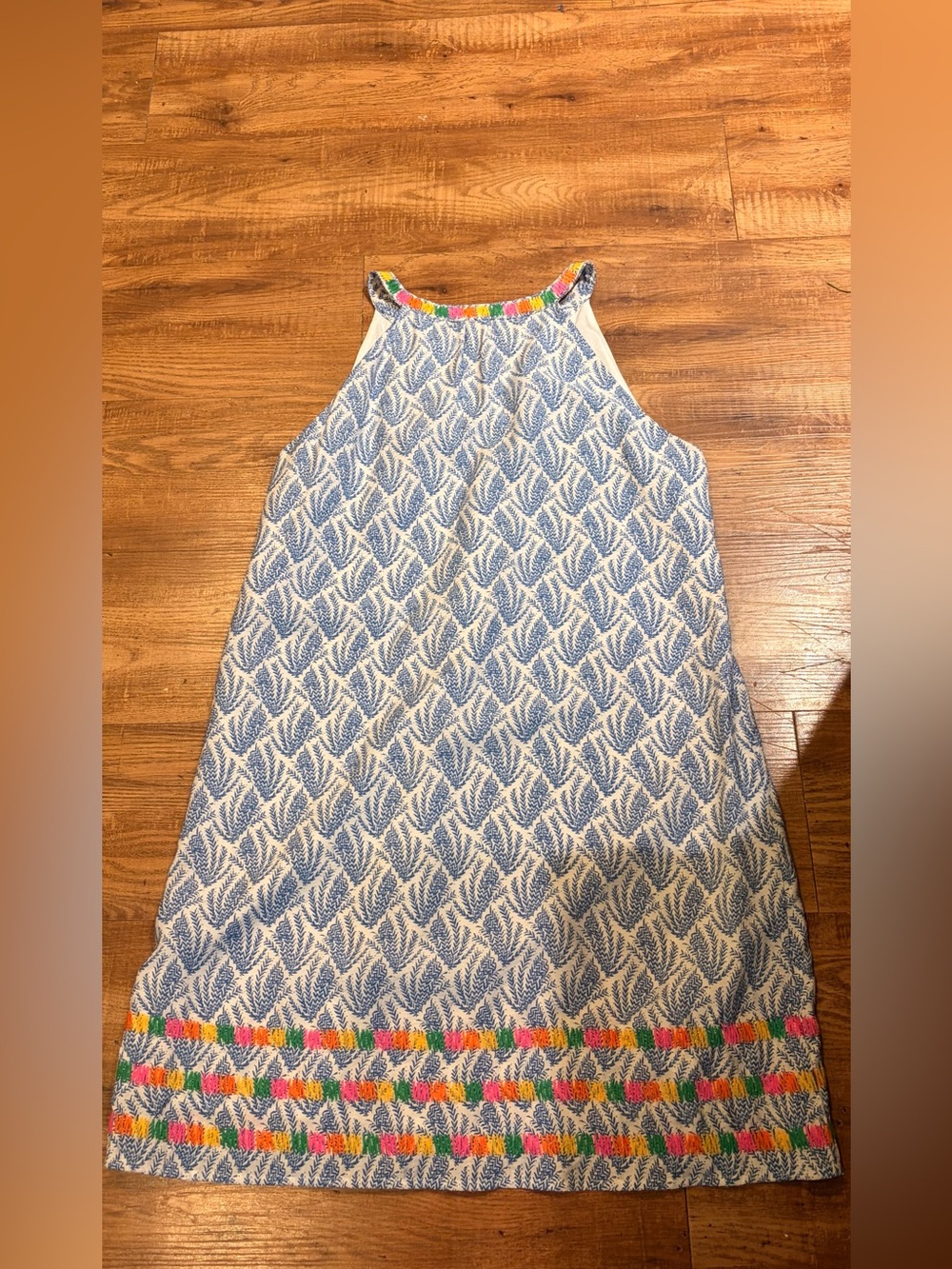THML Blue & White Printed Halter Dress with Rainbow Embroidery - Picture 11 of 15